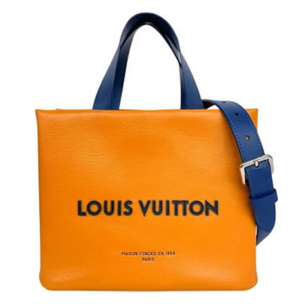 LOUIS VUITTON Shopper Tote Saffron Orange Shoulder Bag Handbag Leather